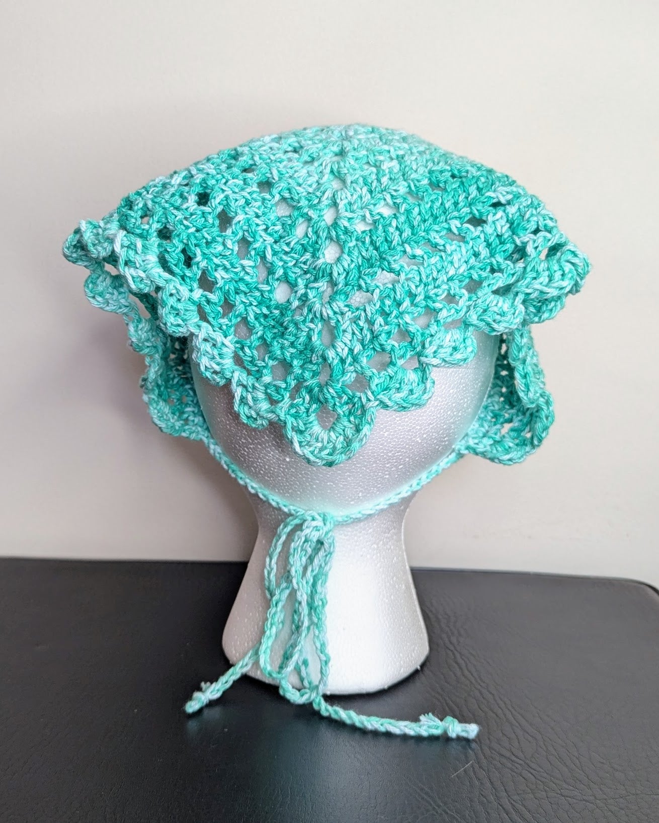 Windowpane Crochet Bandana (Spring Green Splash)