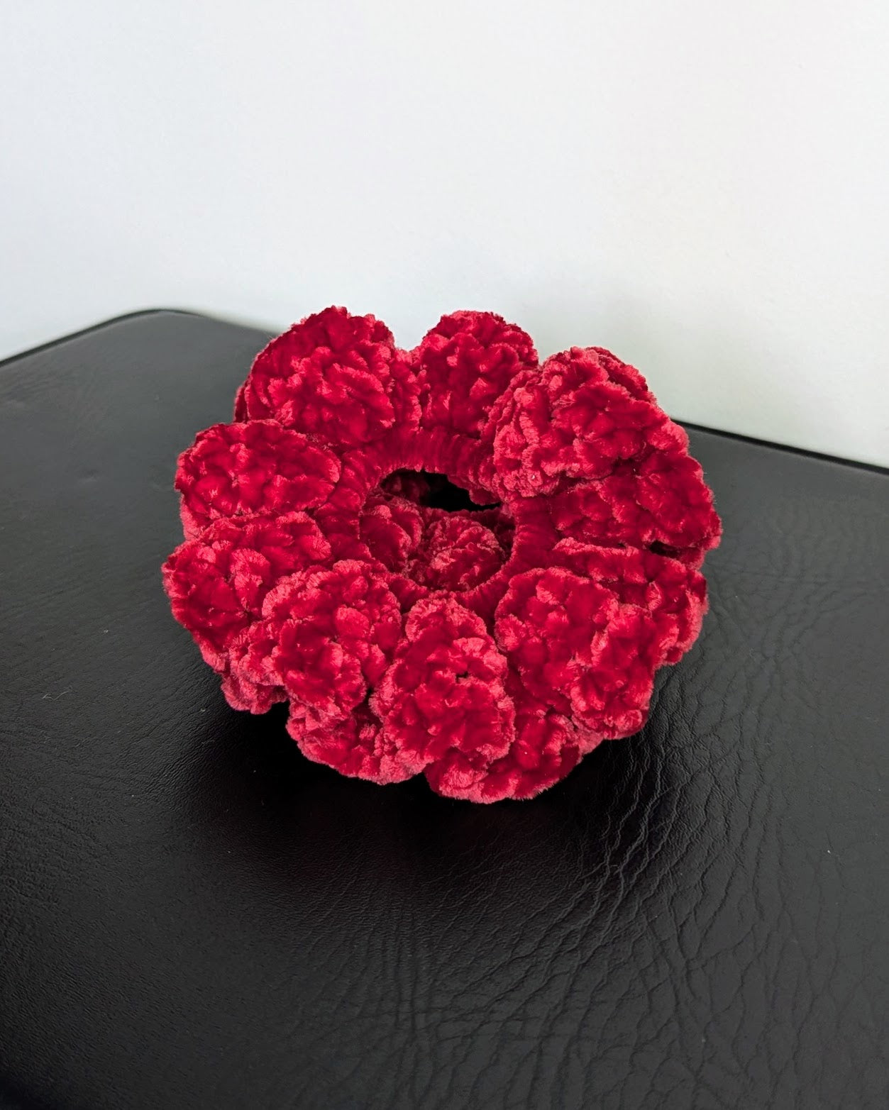Velvet Ruffle Scrunchie (Coco Red)
