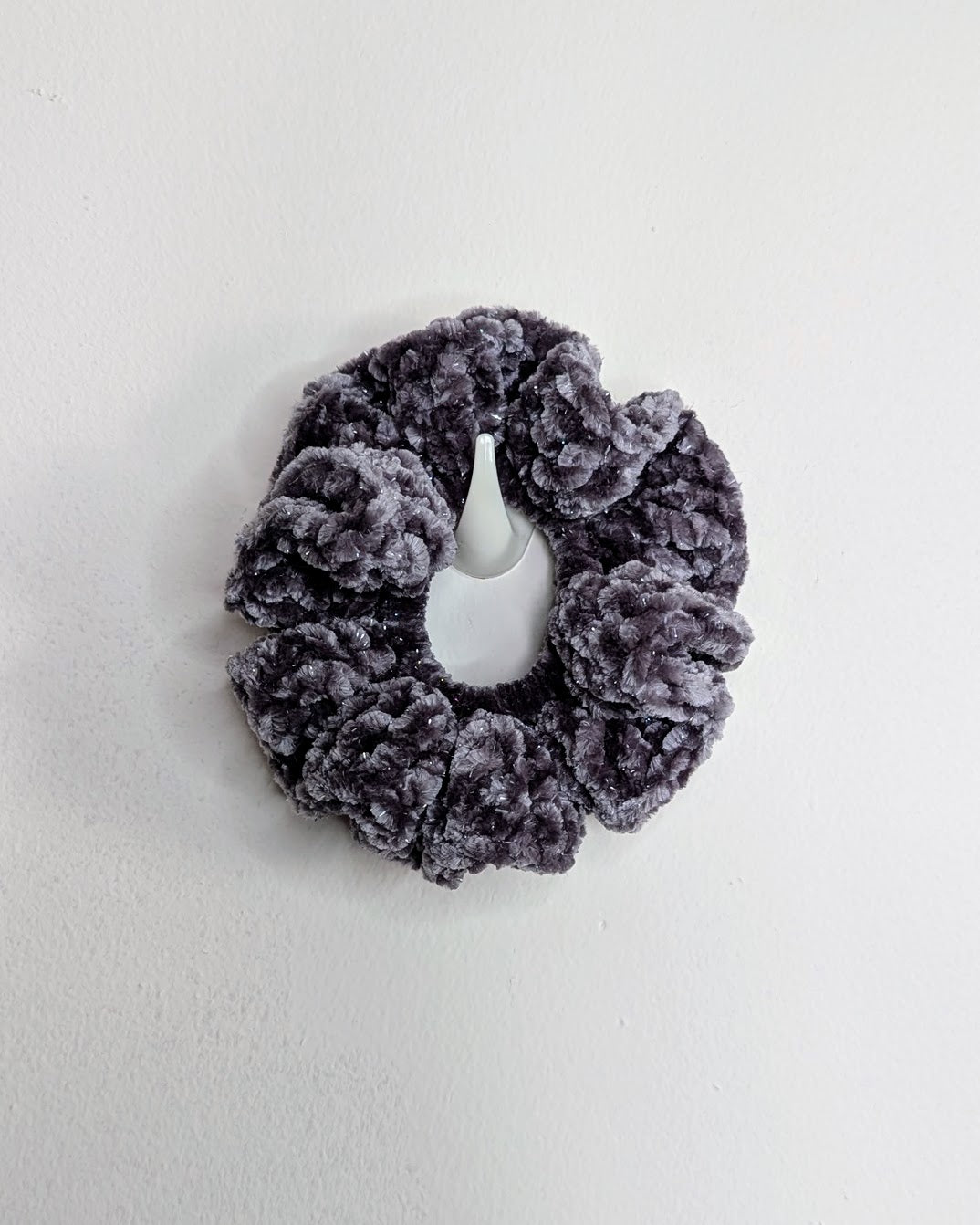 Velvet Ruffle Scrunchie (Carbon Grey Sparkle)