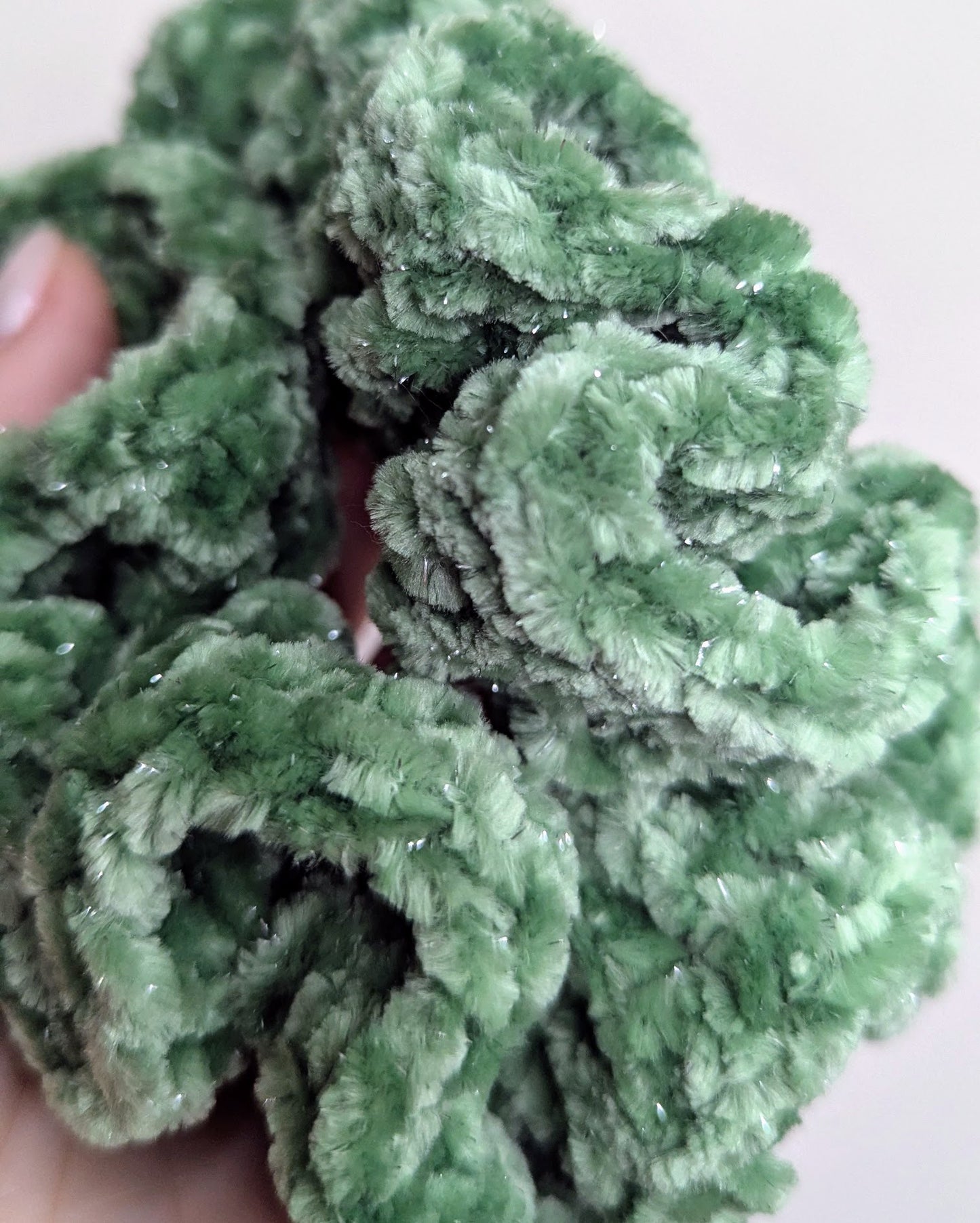 Velvet Ruffle Scrunchie (Watercress Sparkle)
