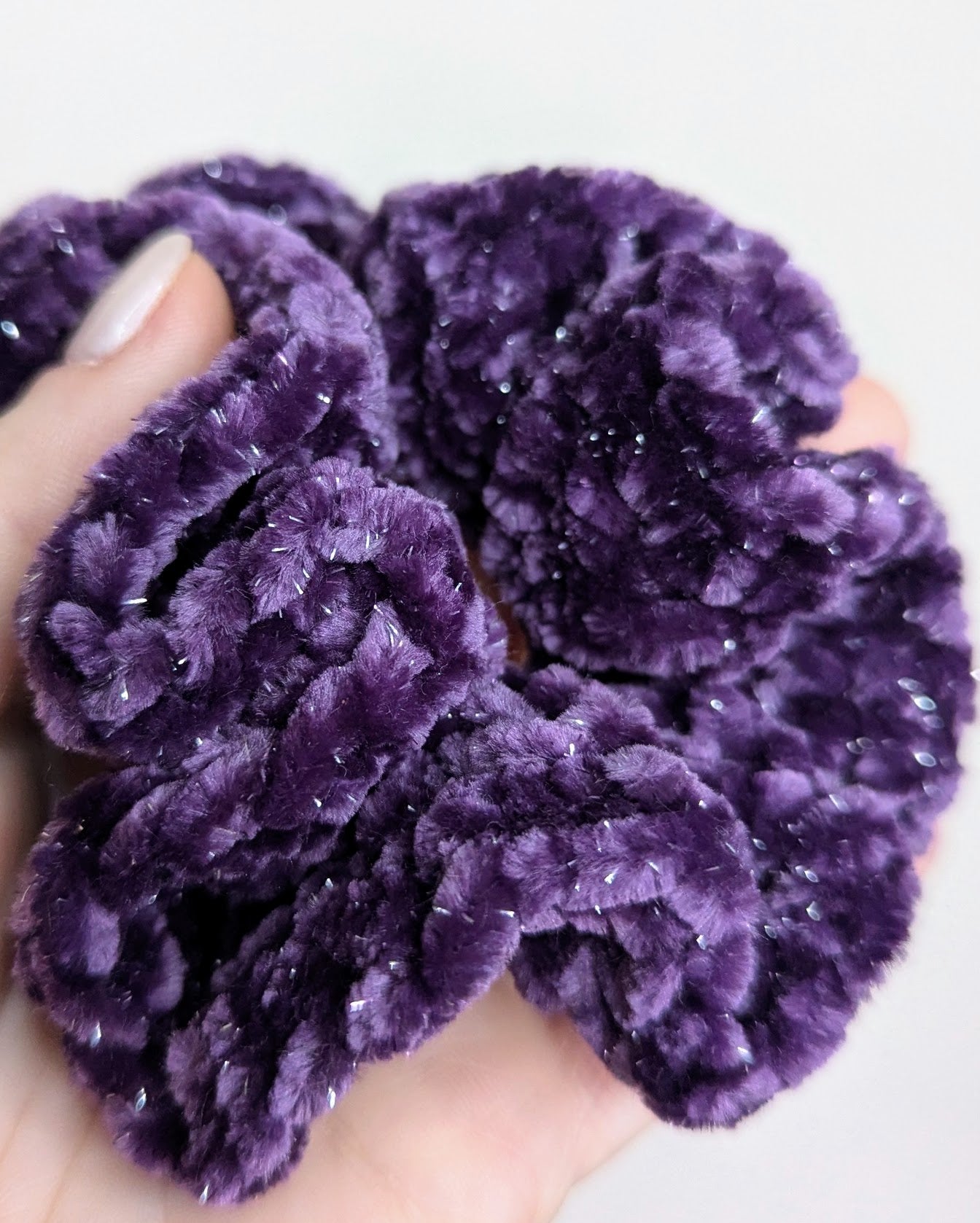 Velvet Ruffle Scrunchie (Plum Sparkle)