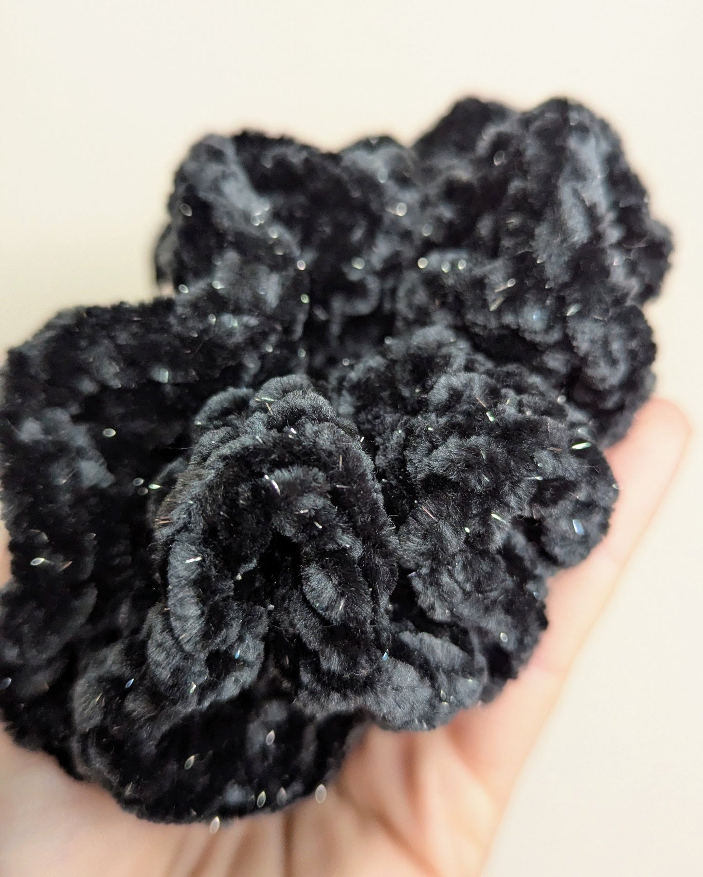 Velvet Ruffle Scrunchie (Licorice Sparkle)