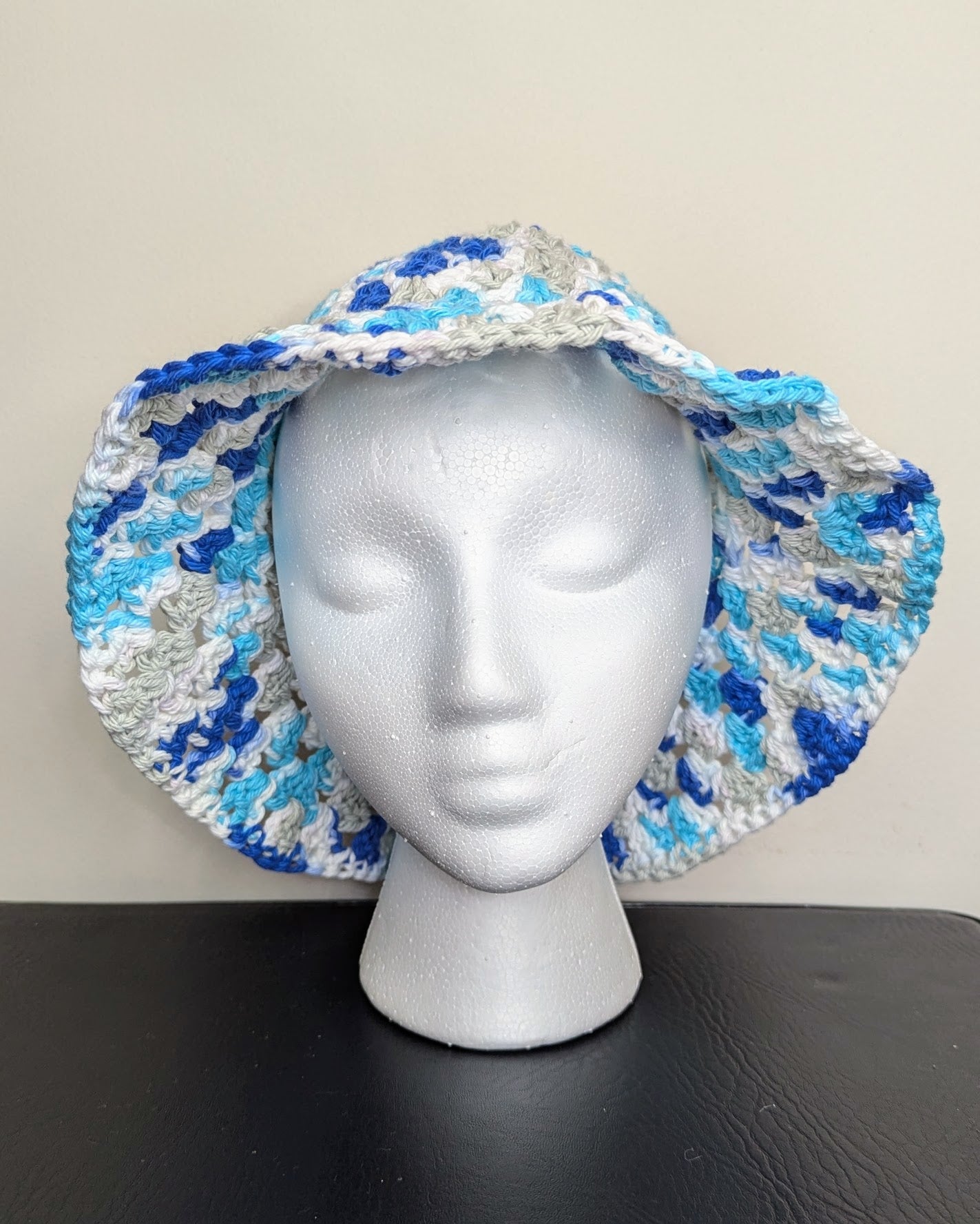 Granny Stitch Crochet Bucket Hat (Anchors Away Ombre)