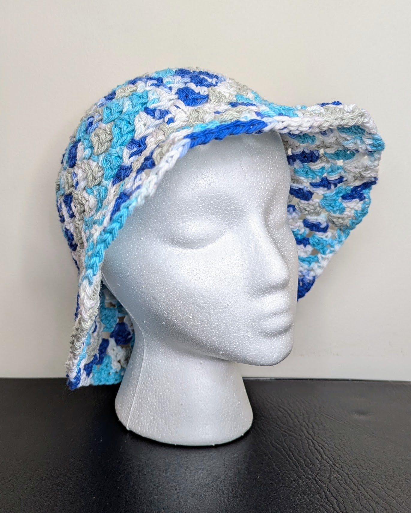 Granny Stitch Crochet Bucket Hat (Anchors Away Ombre)