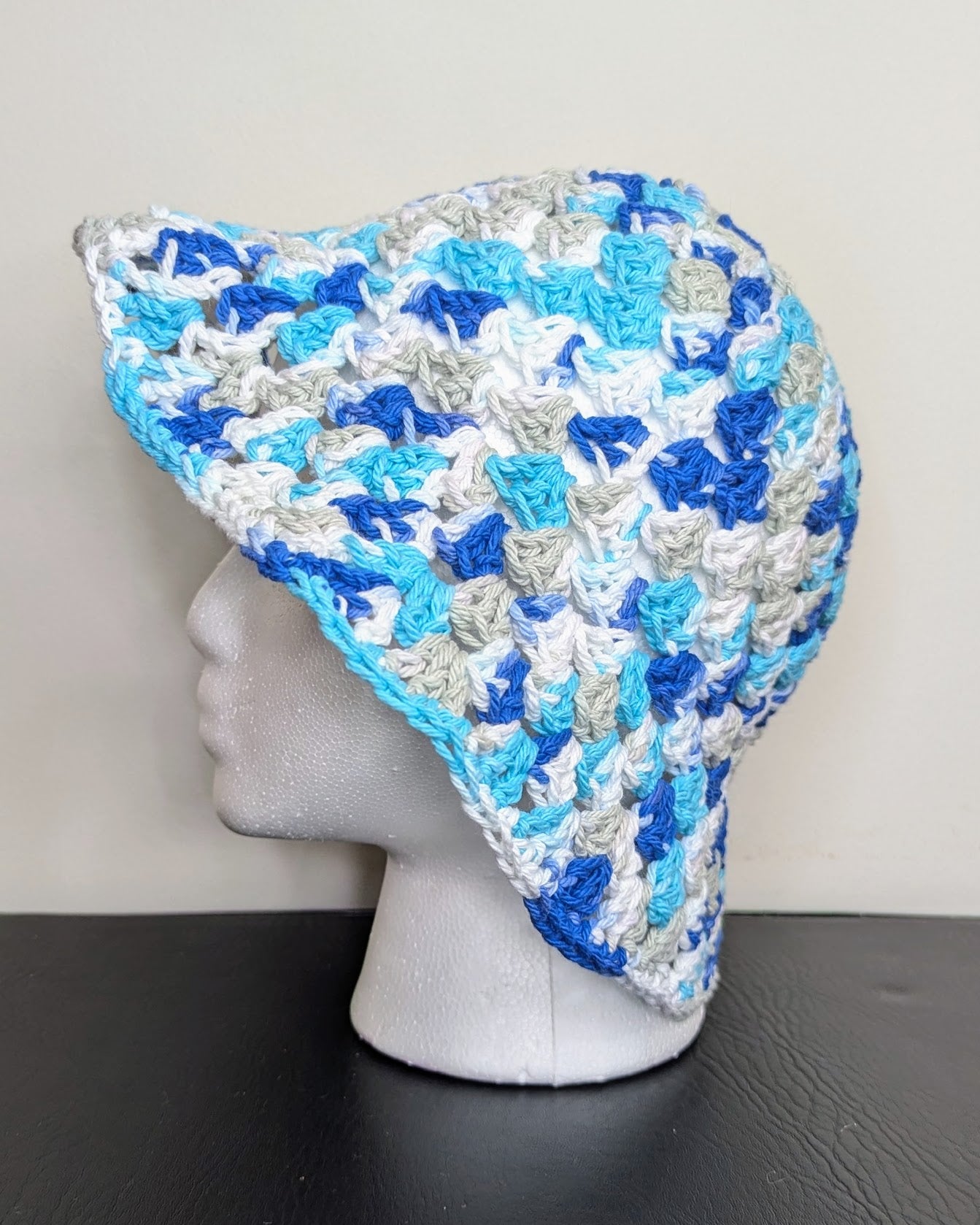 Granny Stitch Crochet Bucket Hat (Anchors Away Ombre)
