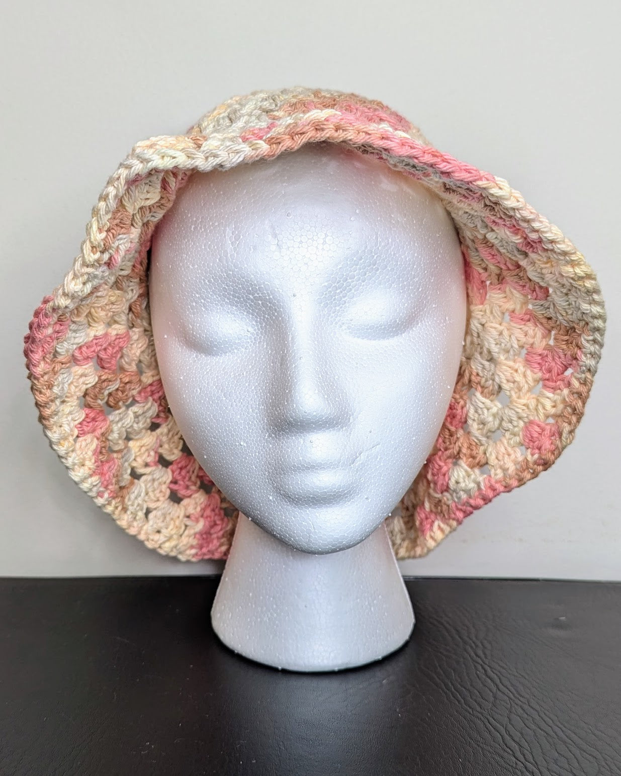 Granny Stitch Crochet Bucket Hat (Soft Terracotta Ombre)