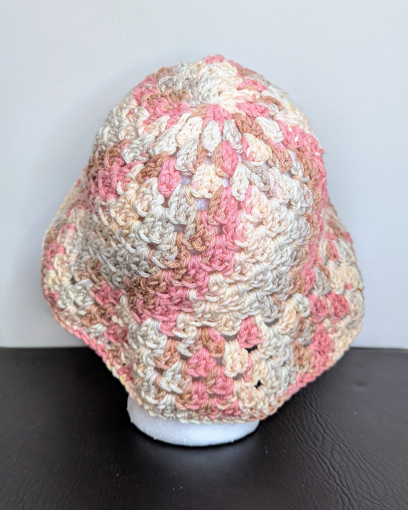 Granny Stitch Crochet Bucket Hat (Soft Terracotta Ombre)