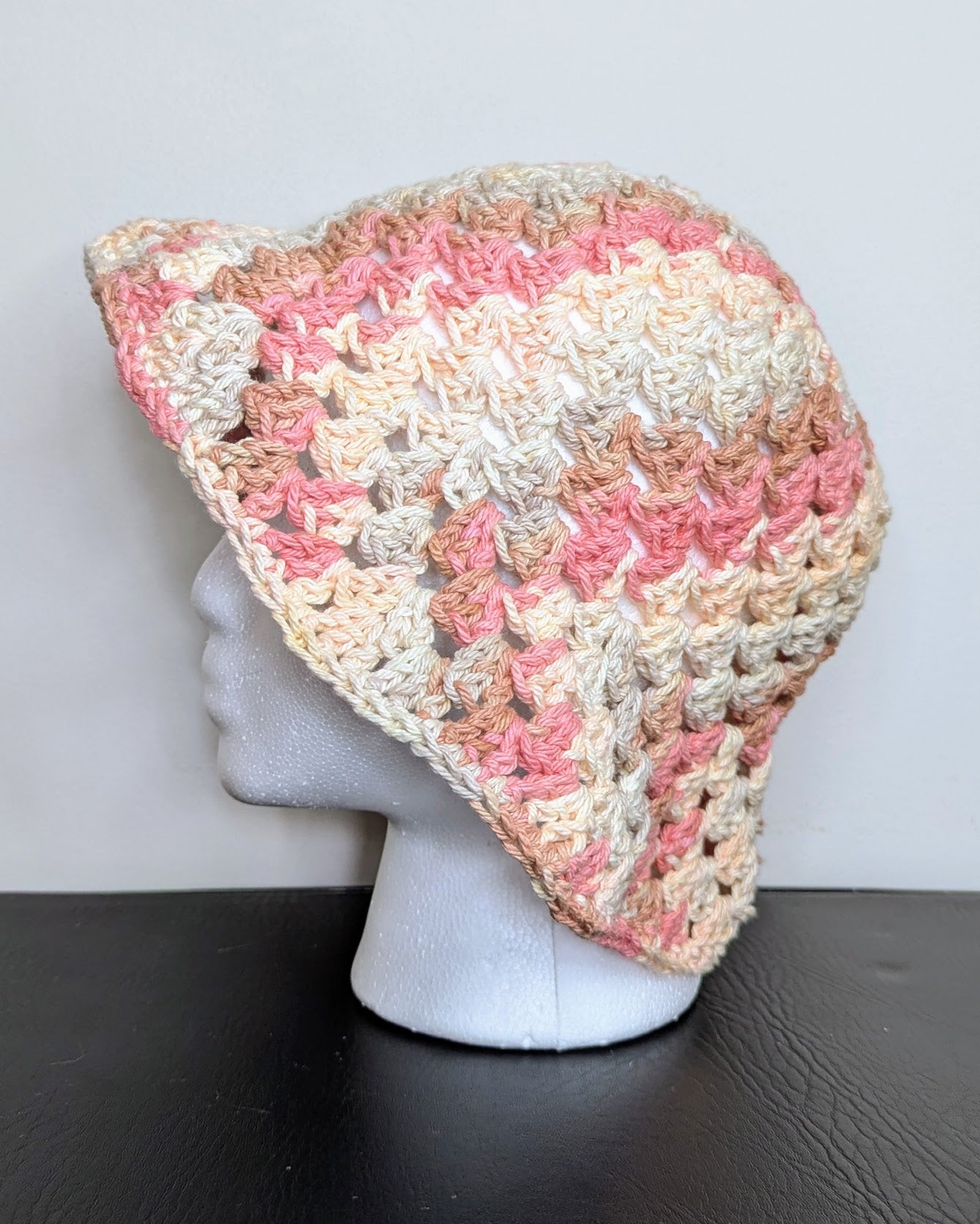 Granny Stitch Crochet Bucket Hat (Soft Terracotta Ombre)