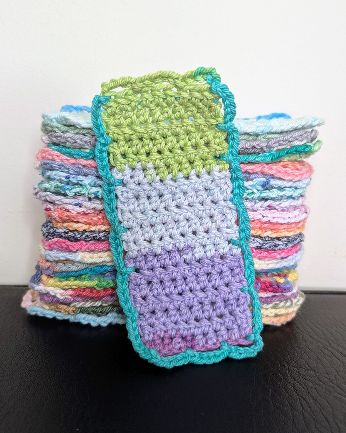 Simple Scallops Crochet Bookmark (Spring Showers Stripes)