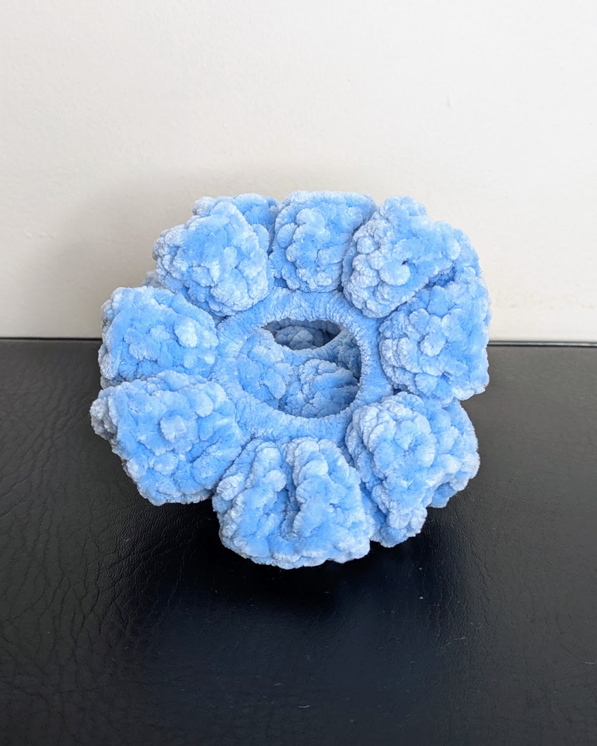 Microfiber Ruffle Scrunchie (Baby's Blue)