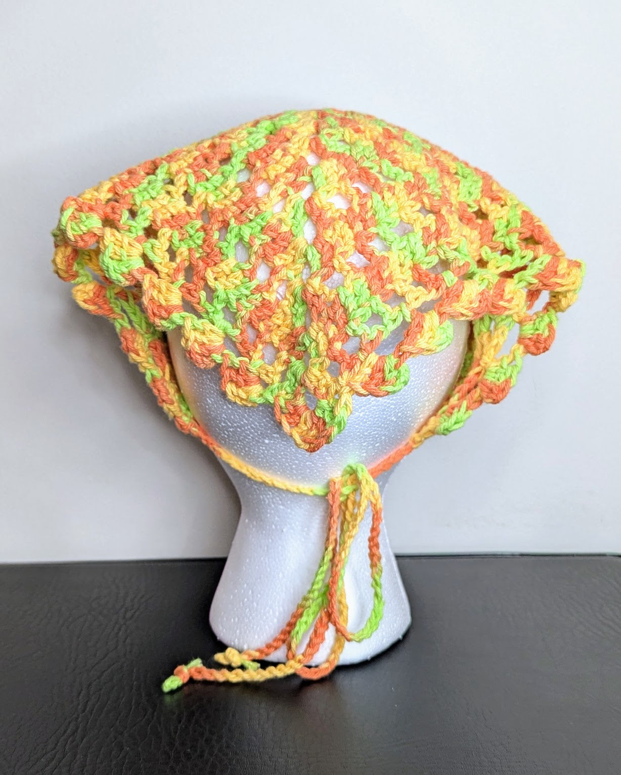 Windowpane Crochet Bandana (Citrus Ombre)