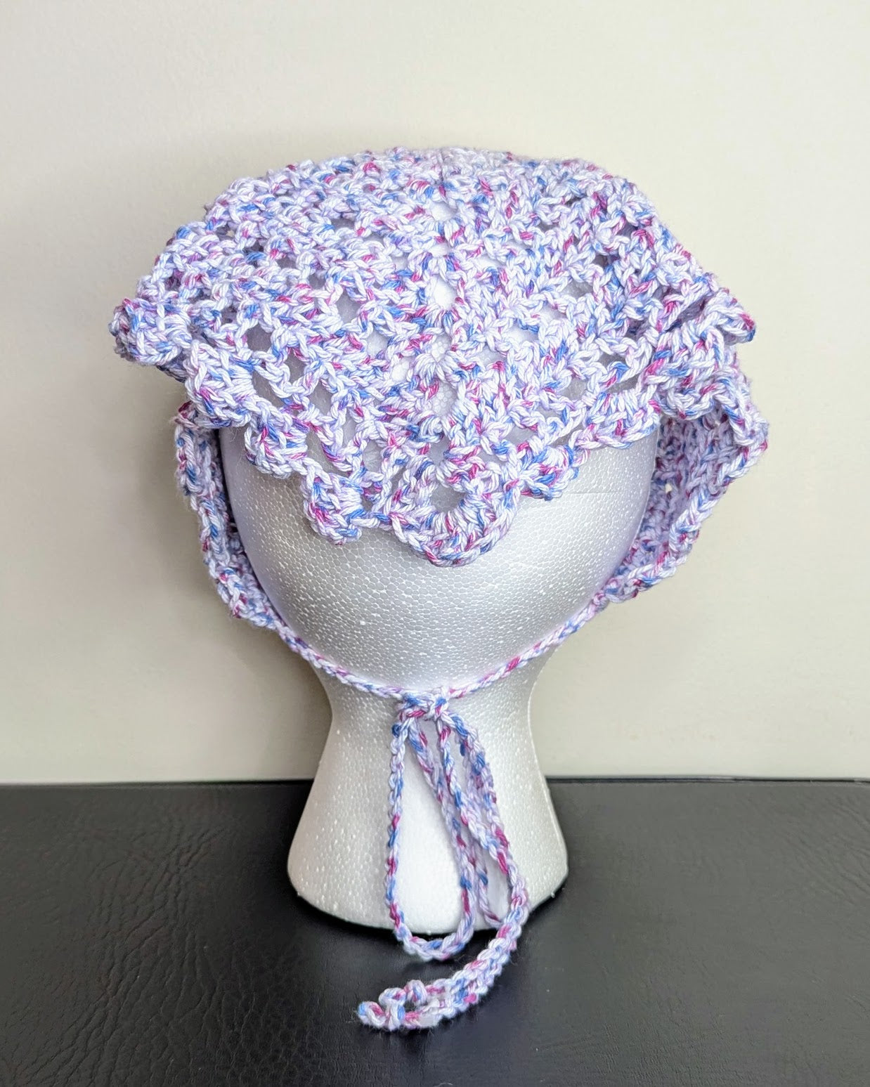 Windowpane Crochet Bandana (Blueberry Speckle)