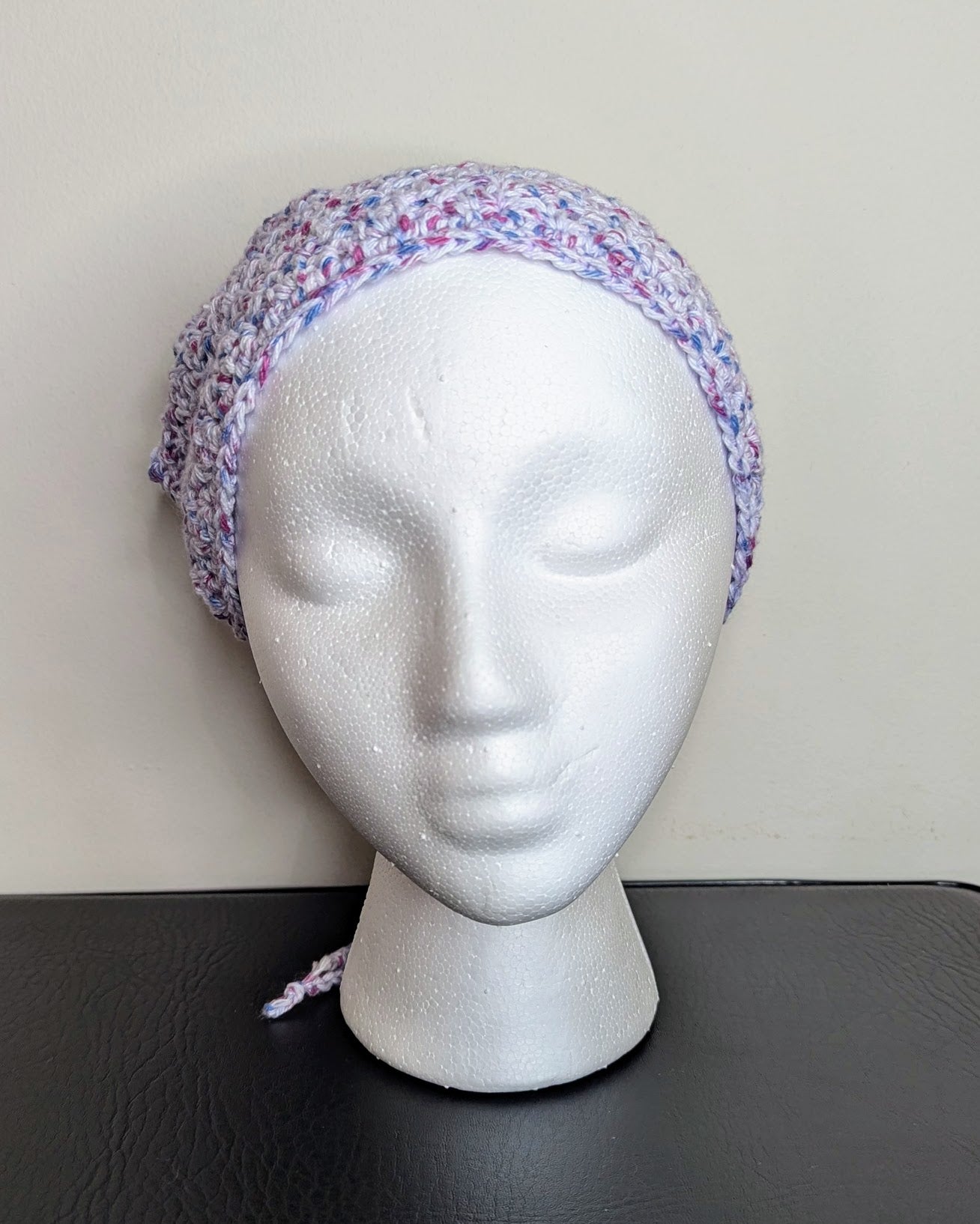Windowpane Crochet Bandana (Blueberry Speckle)