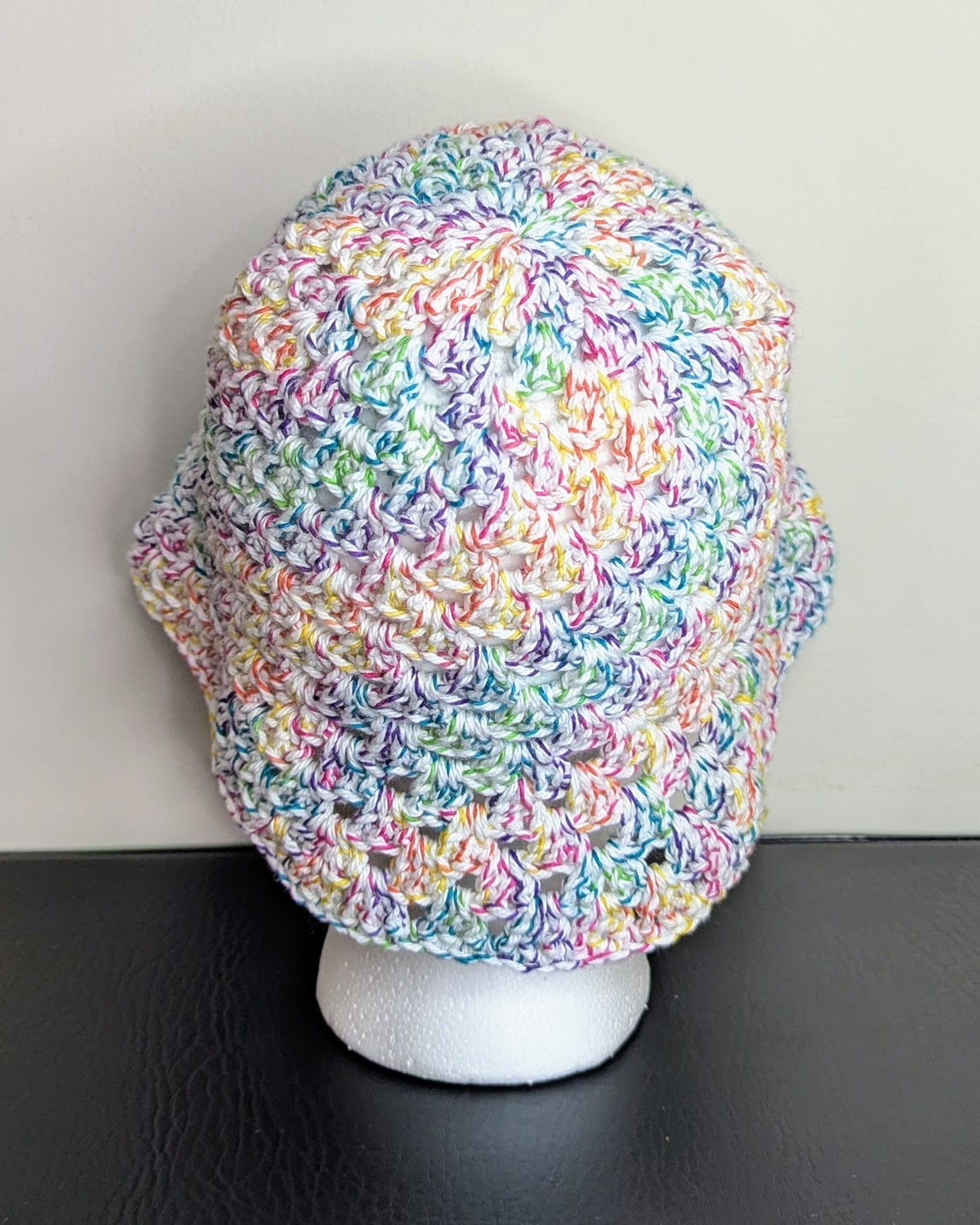Granny Stitch Crochet Bucket Hat (Rainbow Confetti)