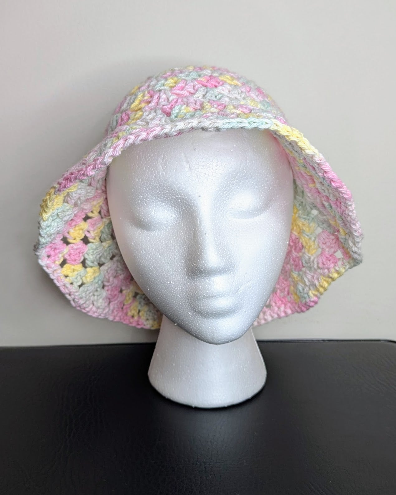 Granny Stitch Crochet Bucket Hat (Sweet Pastels Ombre)