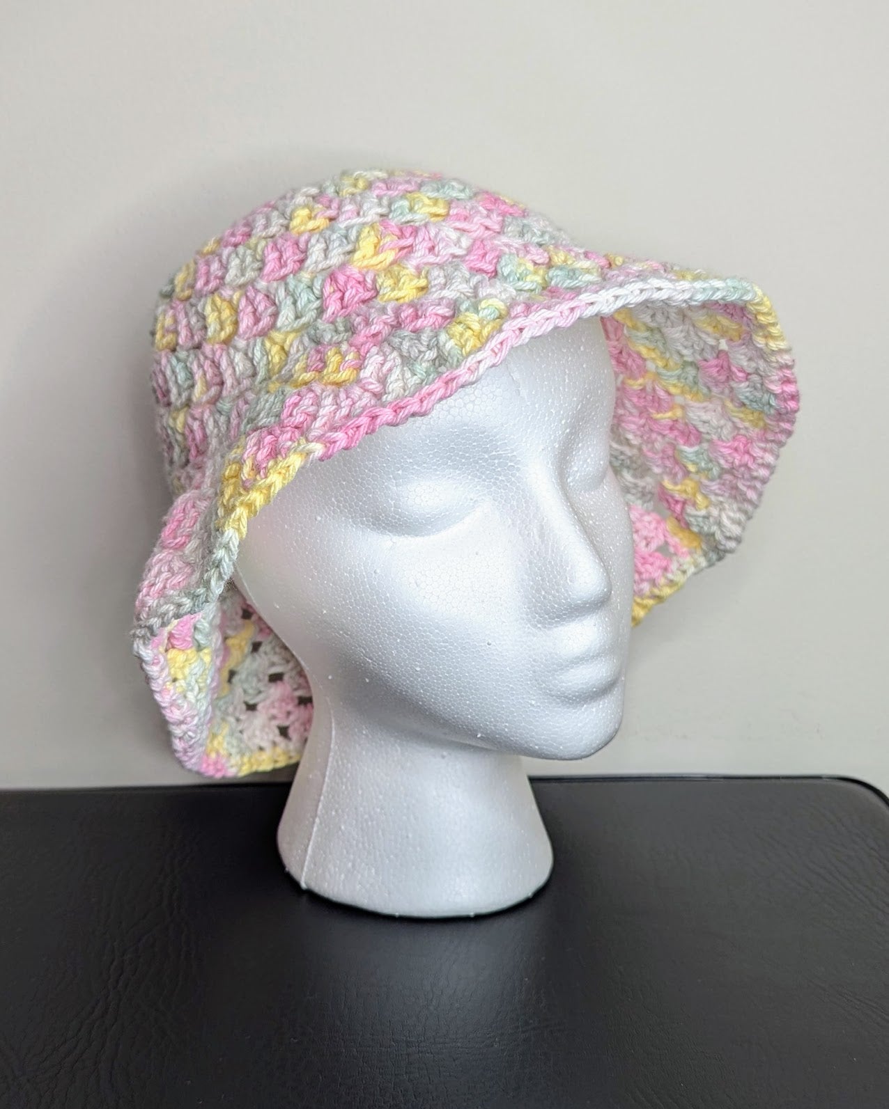 Granny Stitch Crochet Bucket Hat (Sweet Pastels Ombre)
