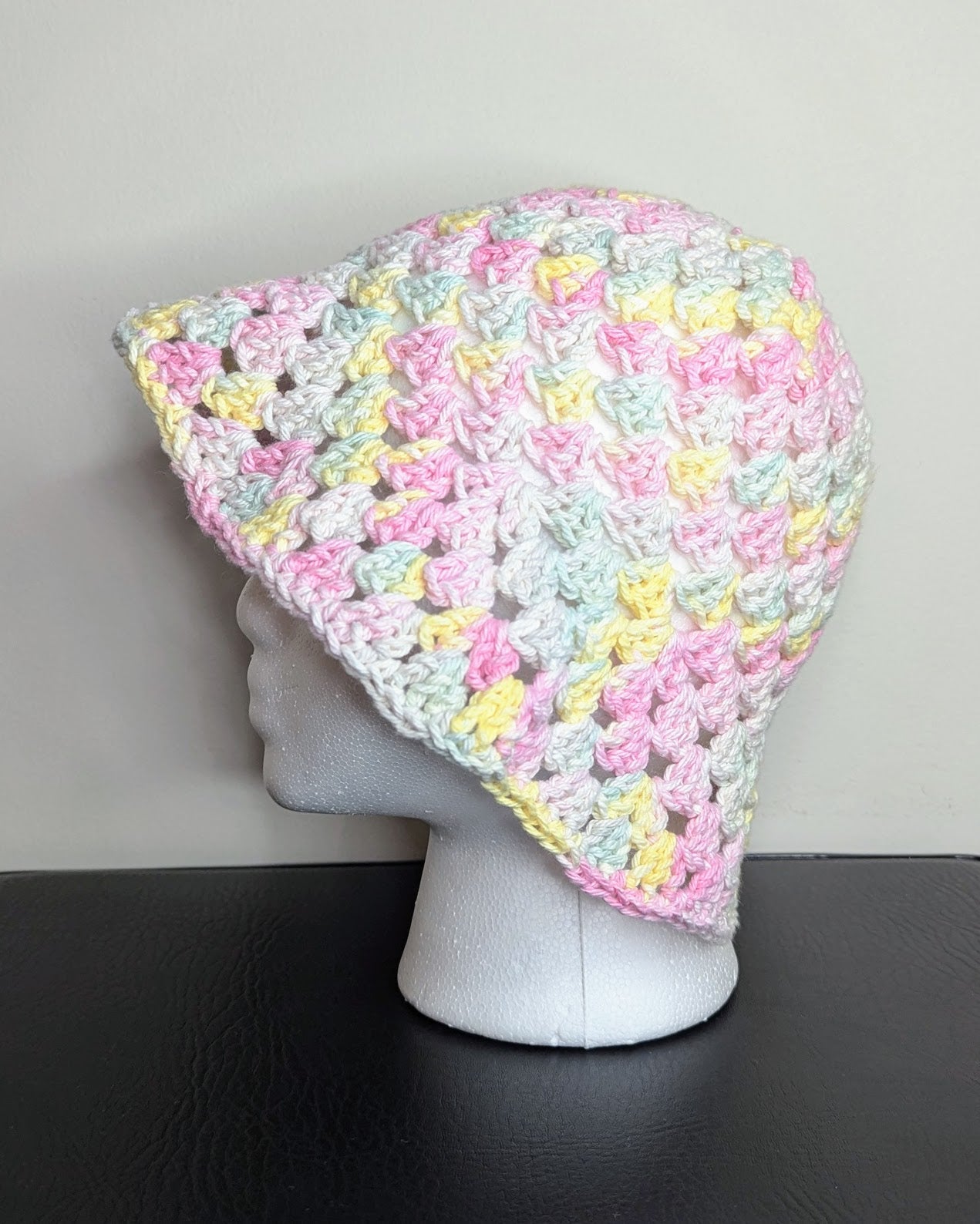 Granny Stitch Crochet Bucket Hat (Sweet Pastels Ombre)