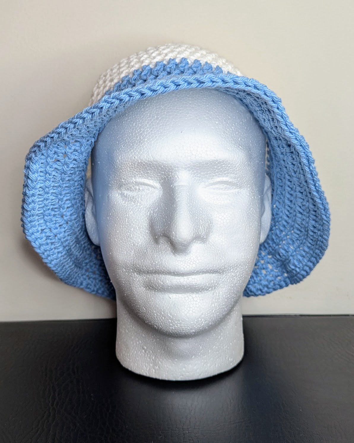 Two-Tone Bucket Hat (White & Light Blue)