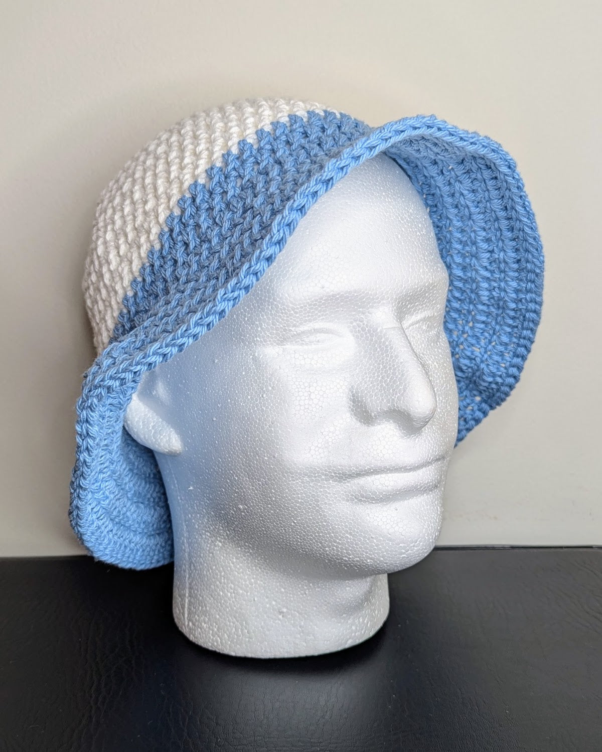 Two-Tone Bucket Hat (White & Light Blue)
