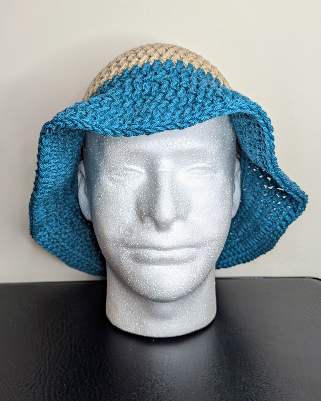 Two-Tone Bucket Hat (Jute & Teal)