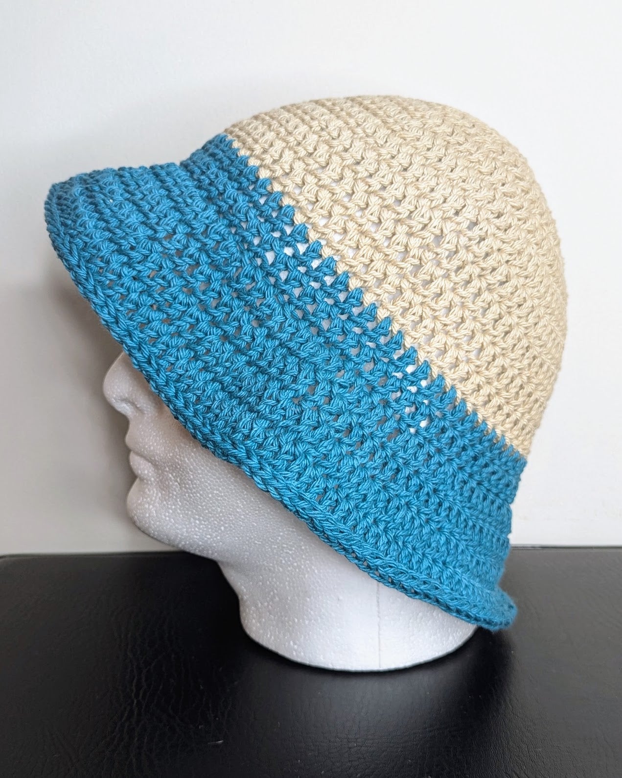 Two-Tone Bucket Hat (Jute & Teal)