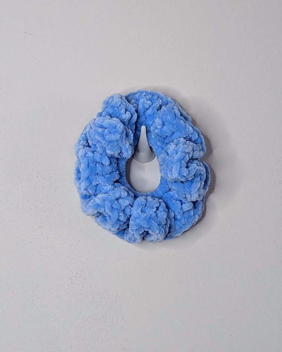 Microfiber Ruffle Scrunchie (Baby's Blue)