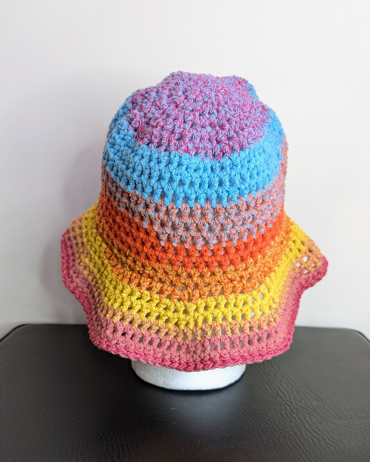 Recycled Cotton Crochet Bucket Hat - Rainbow