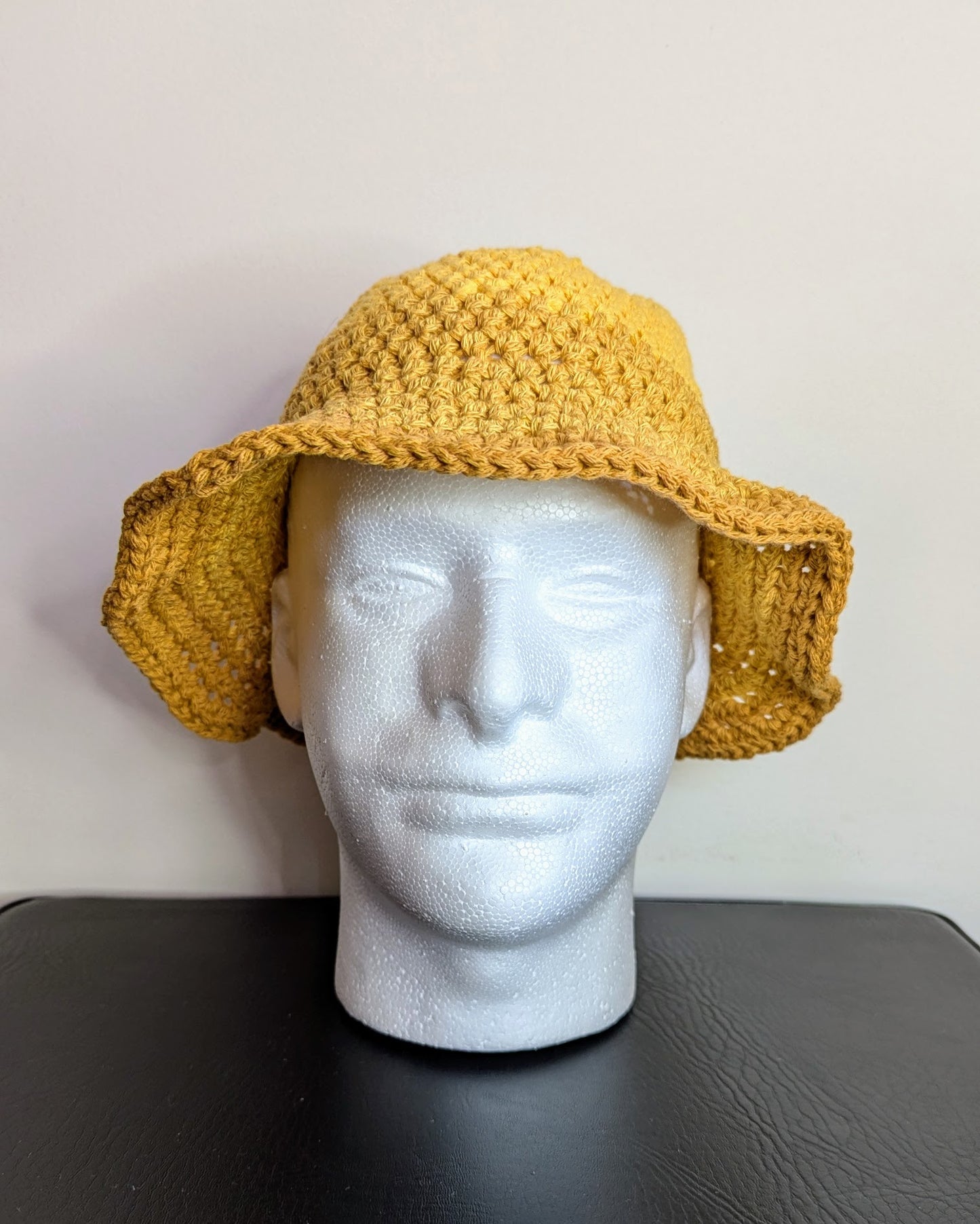 Recycled Cotton Crochet Bucket Hat - Yellows