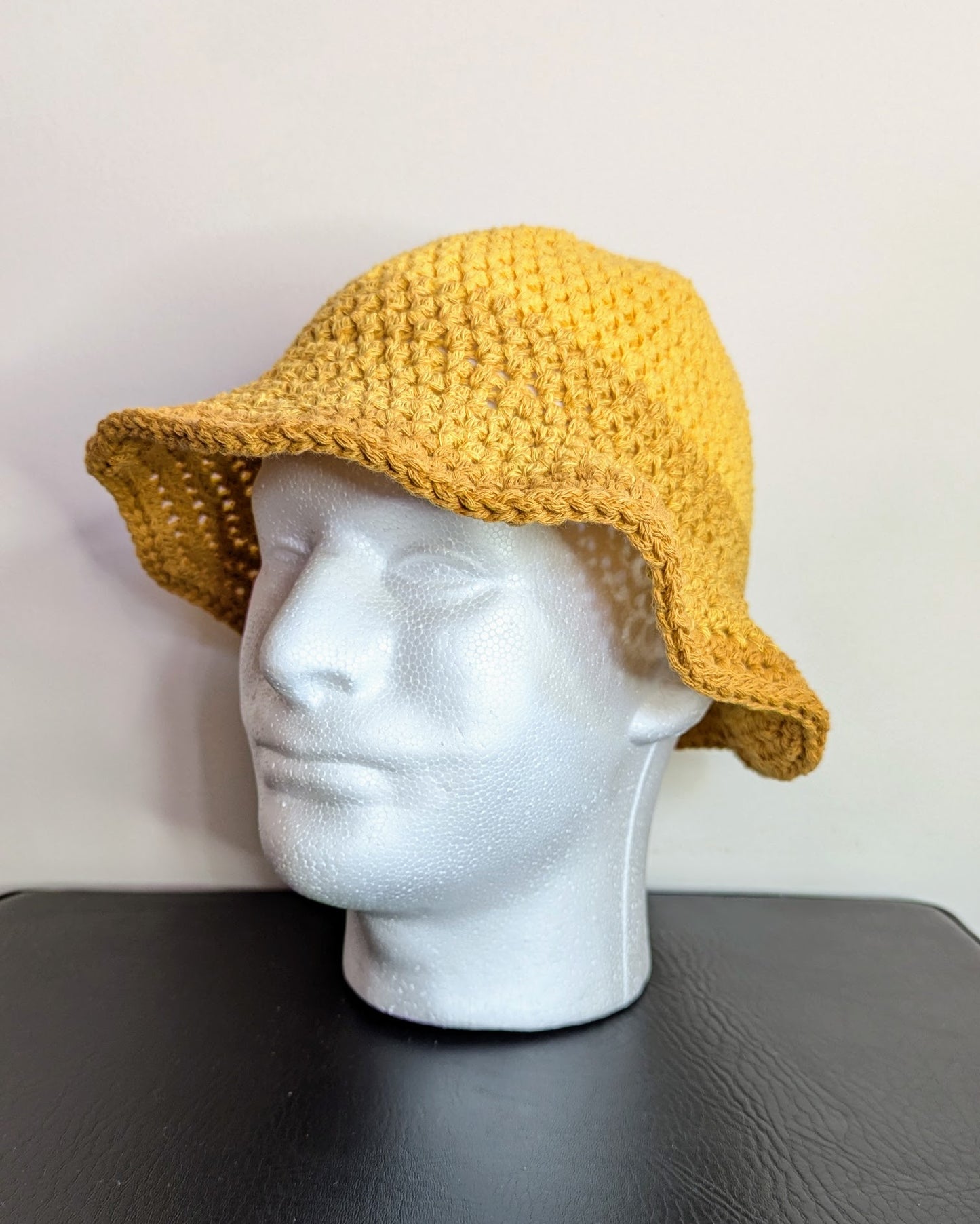 Recycled Cotton Crochet Bucket Hat - Yellows