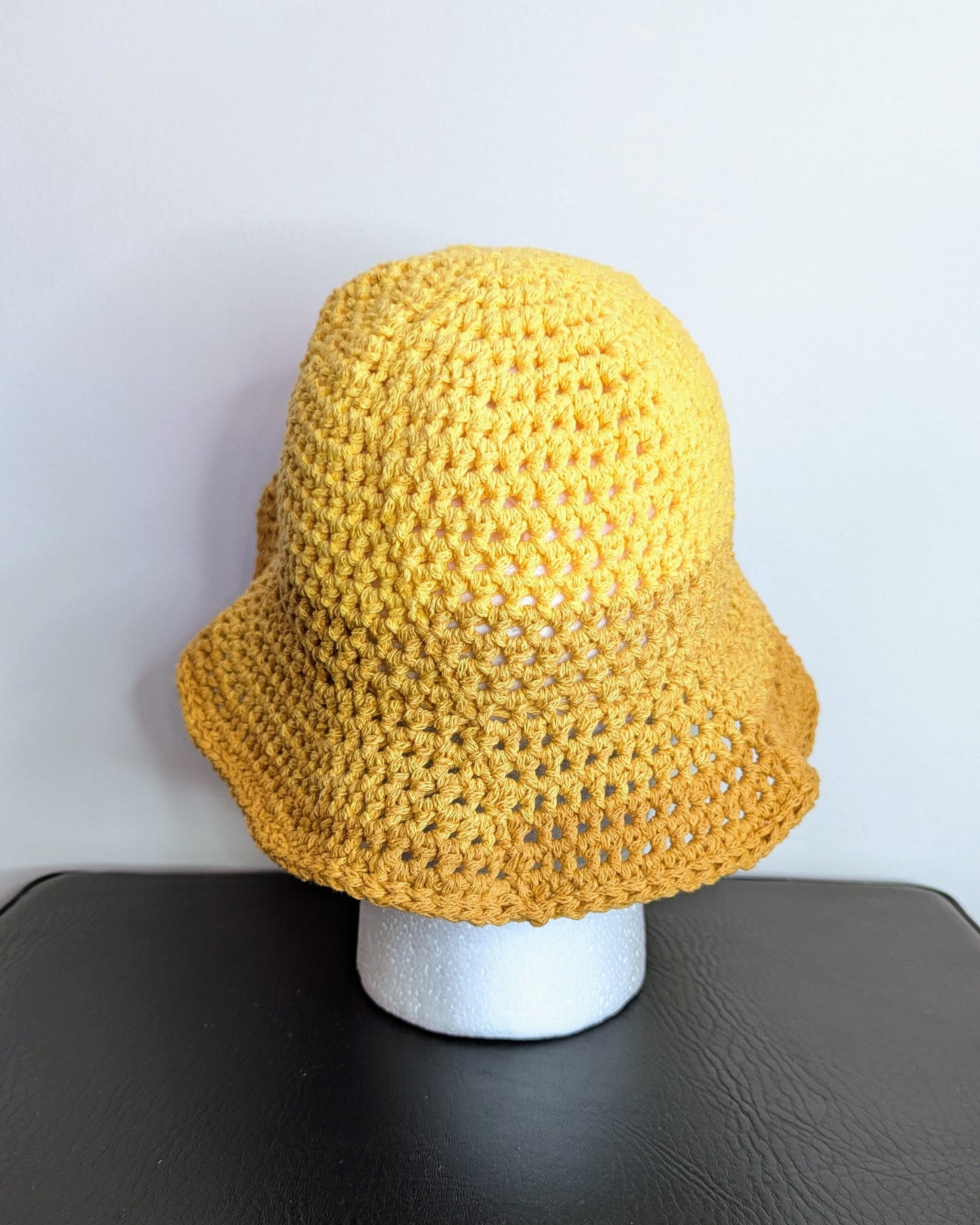 Recycled Cotton Crochet Bucket Hat - Yellows