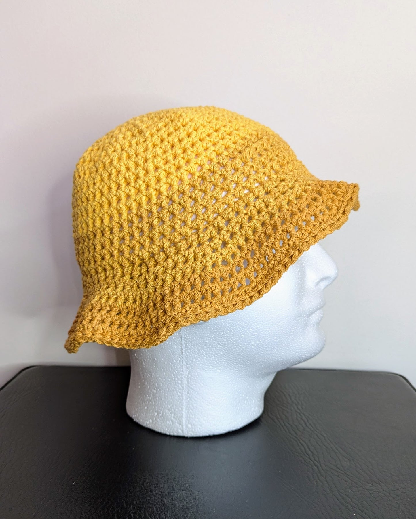 Recycled Cotton Crochet Bucket Hat - Yellows