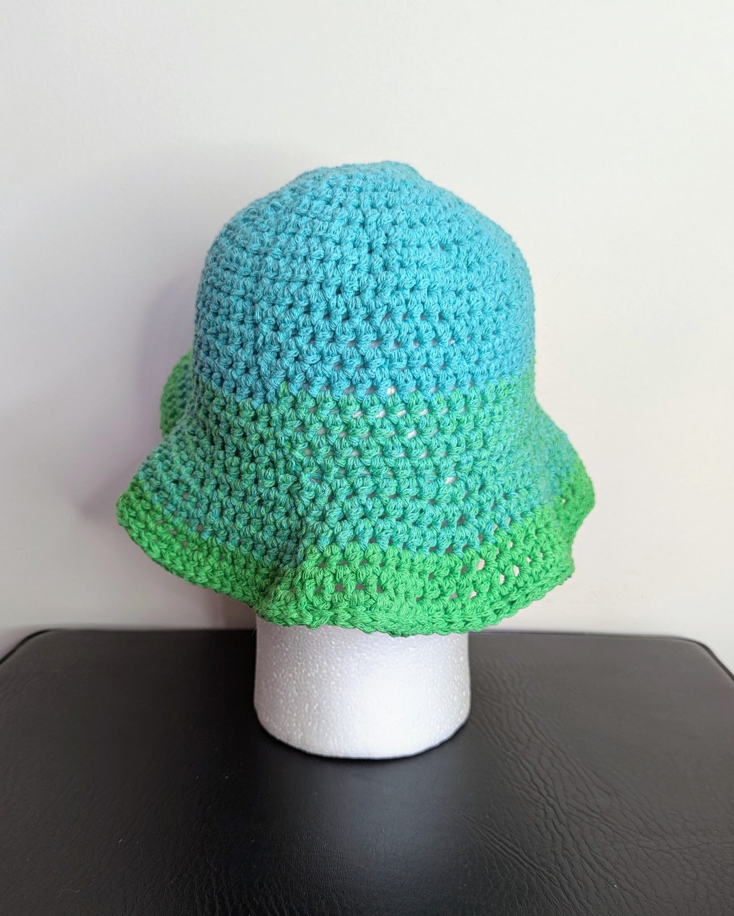 Recycled Cotton Crochet Bucket Hat - Greens