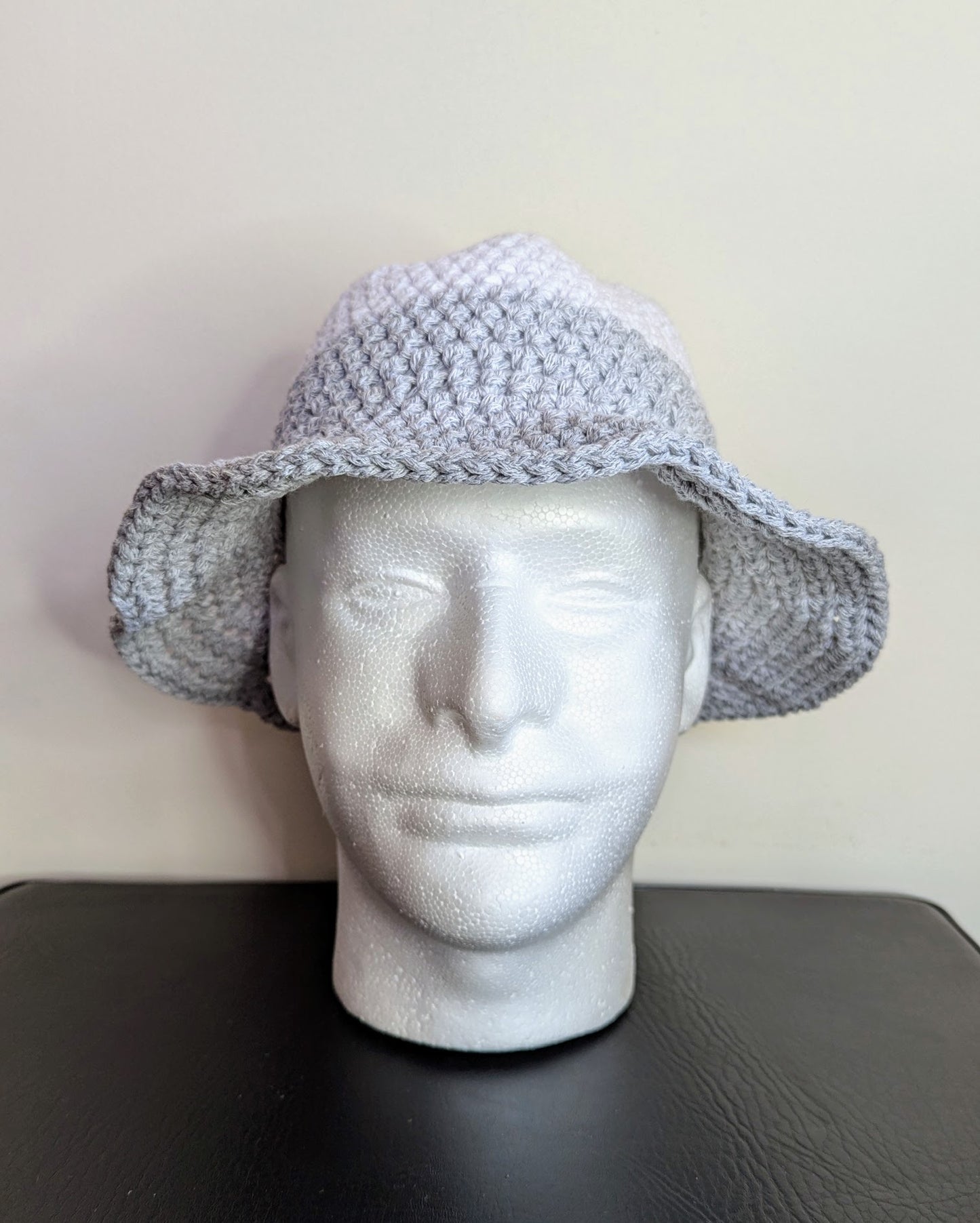 Recycled Cotton Crochet Bucket Hat - Grays