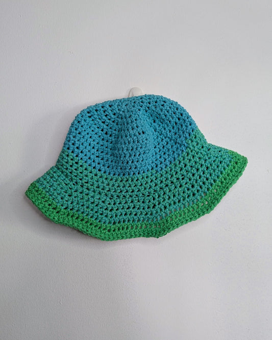 Recycled Cotton Crochet Bucket Hat - Greens