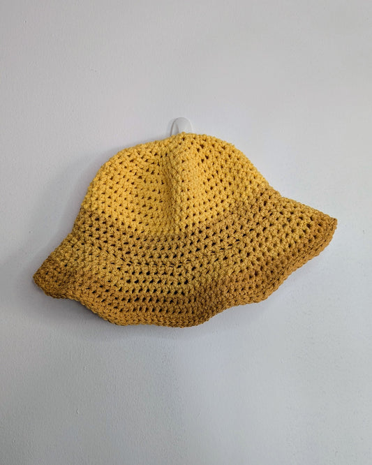 Recycled Cotton Crochet Bucket Hat - Yellows