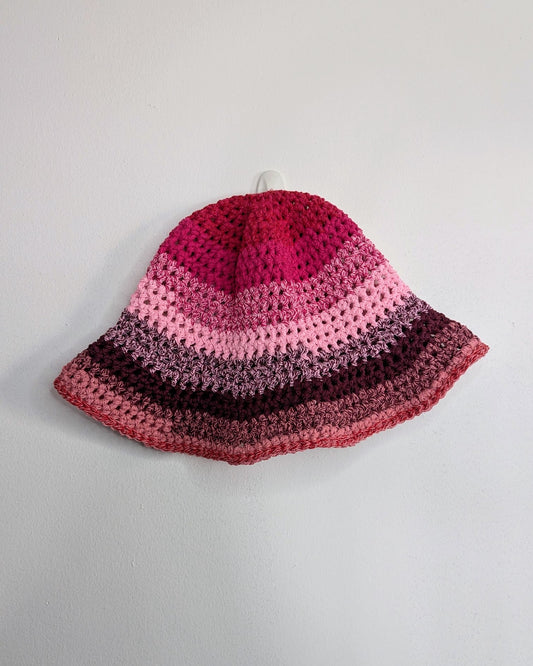 Recycled Cotton Crochet Bucket Hat - Pinks