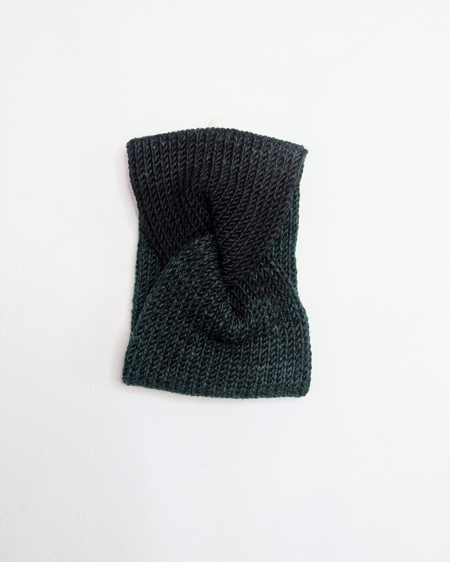 Same Skein Hat & Headband Set (Green & Black)