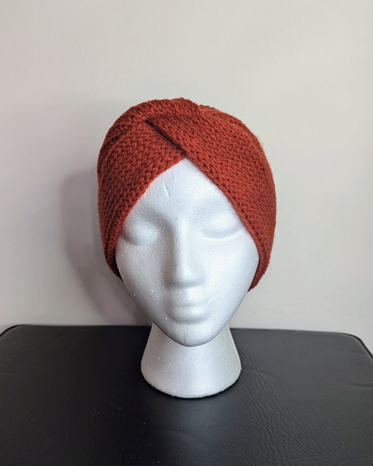 Twisted Double Knit Headband (Burnt Orange)