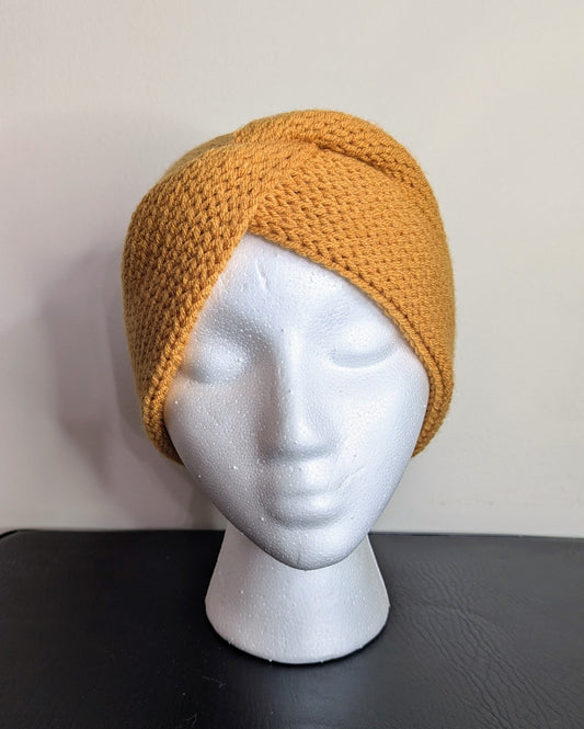 Twisted Double Knit Headband (Mustard Yellow)