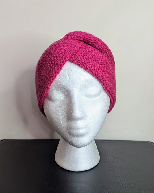 Twisted Double Knit Headband (Hot Pink)