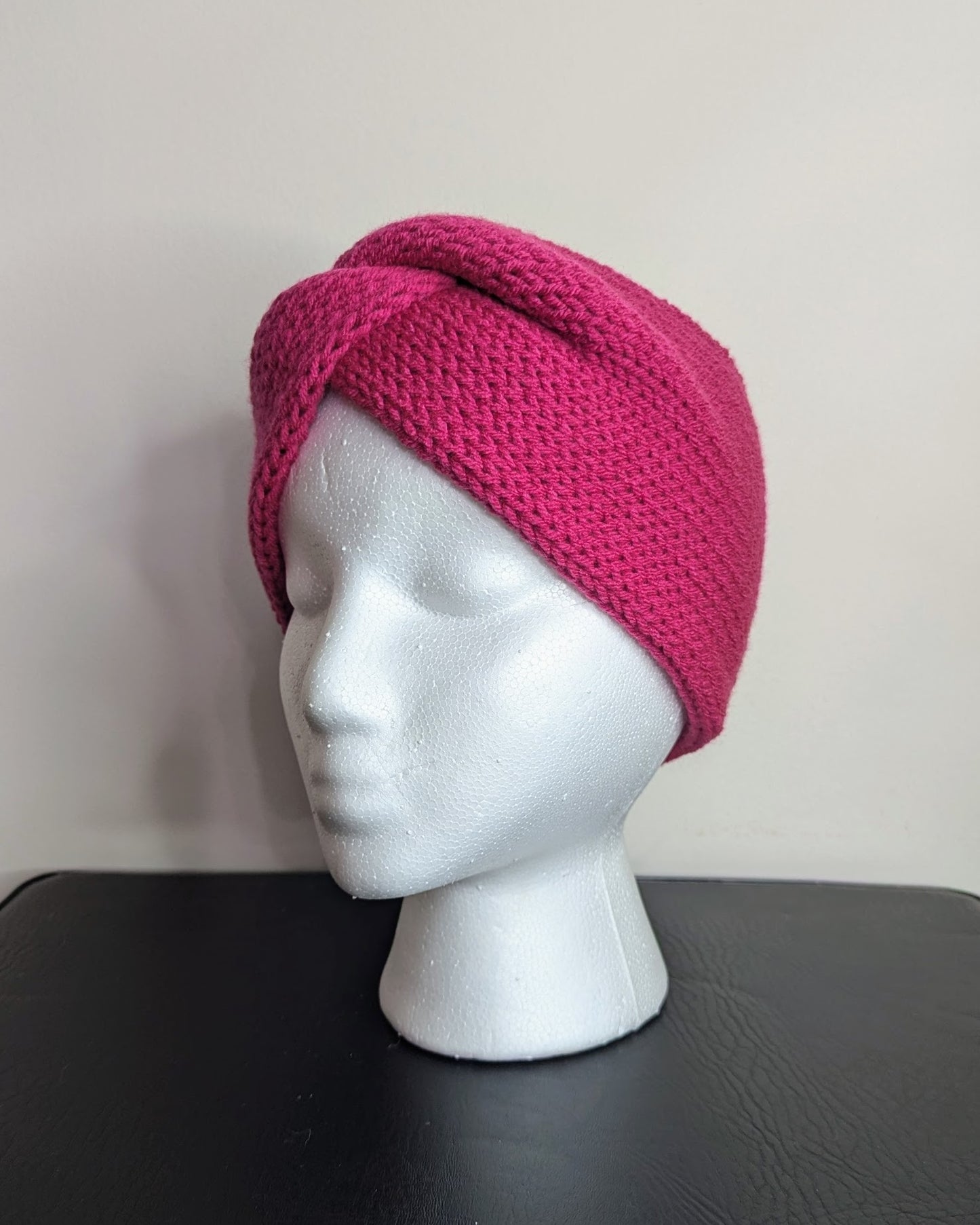 Twisted Double Knit Headband (Hot Pink)