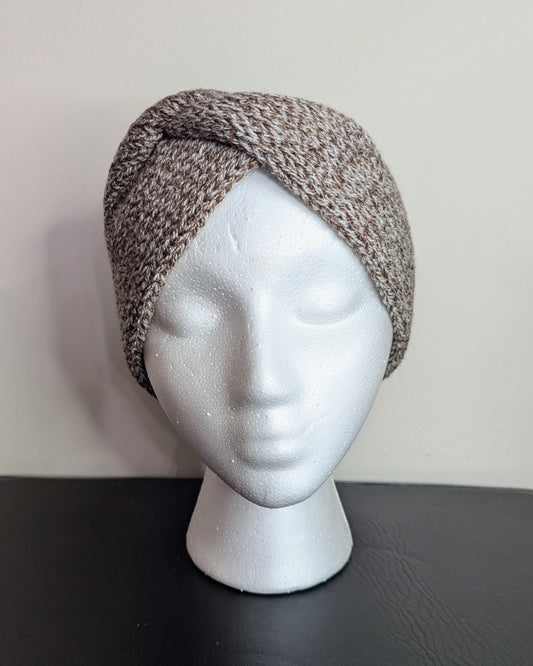 Twisted Double Knit Headband (Brown Tweed)