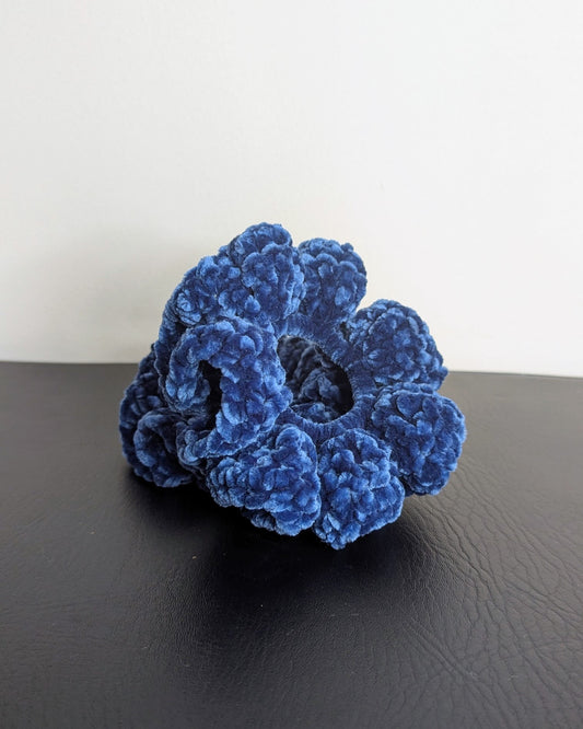 Velvet Ruffle Scrunchie (Regal Blue)