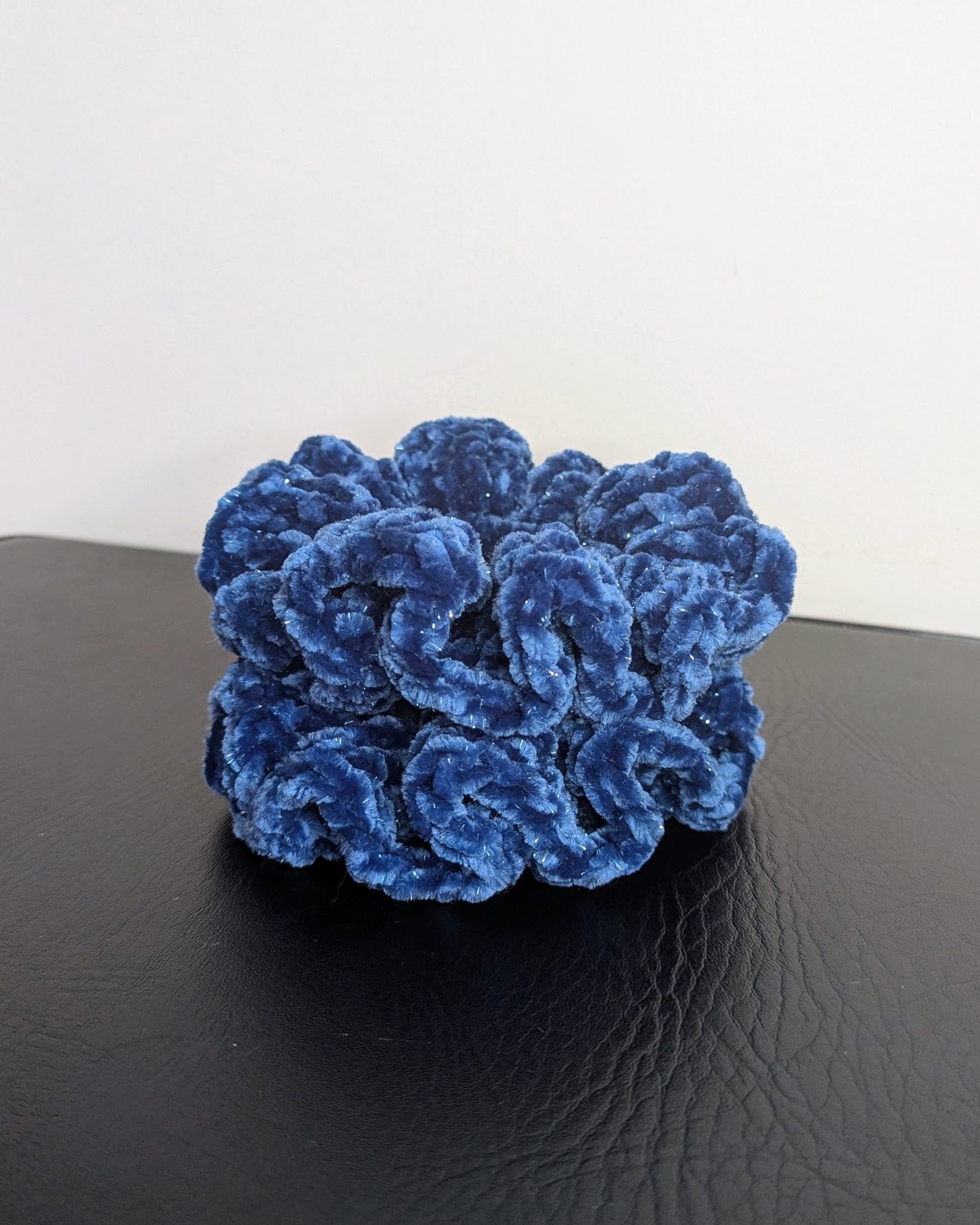 Velvet Ruffle Scrunchie (Regal Blue Sparkle)