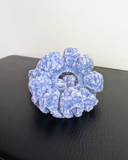 Velvet Ruffle Scrunchie (Smokey Blue)
