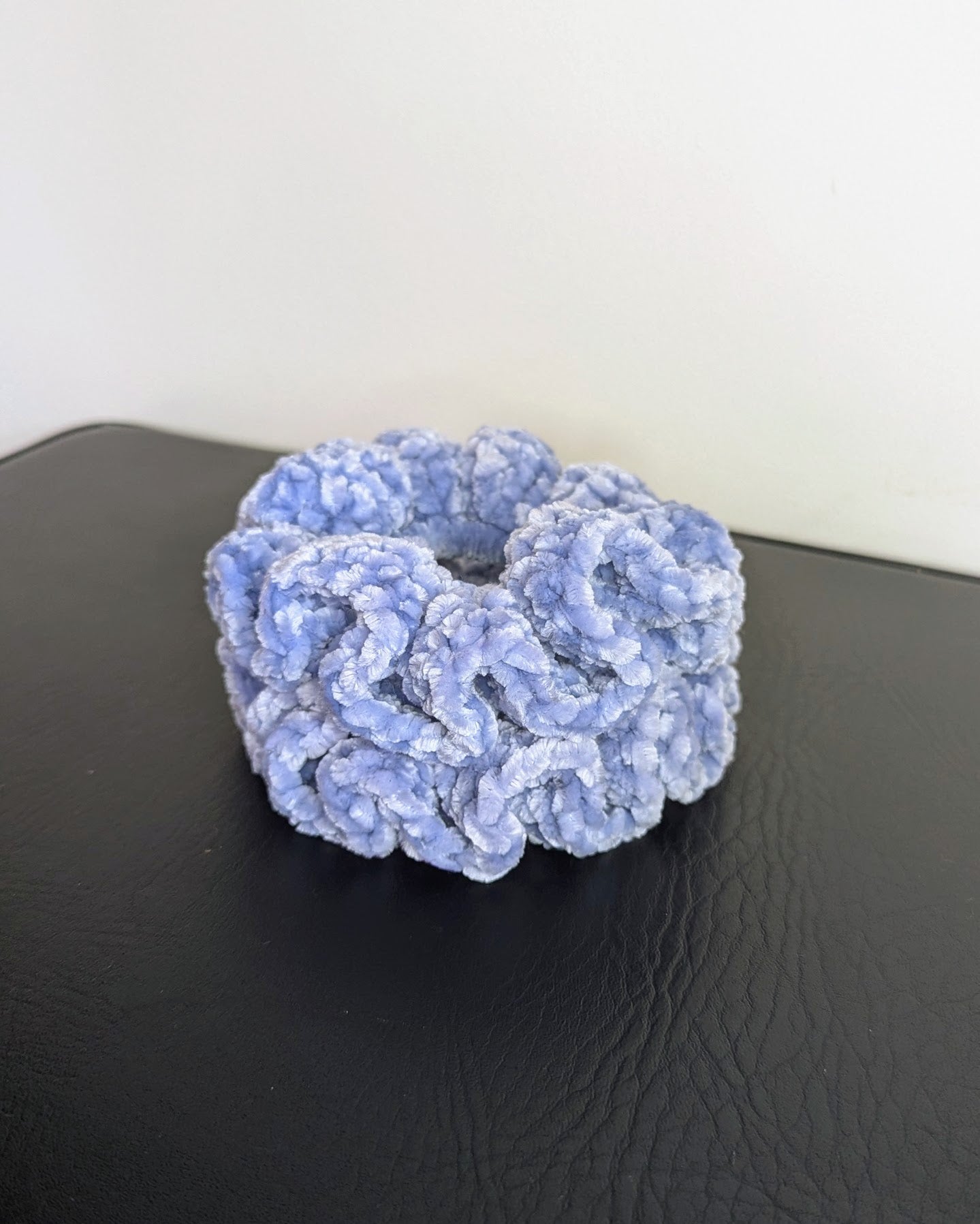 Velvet Ruffle Scrunchie (Smokey Blue)