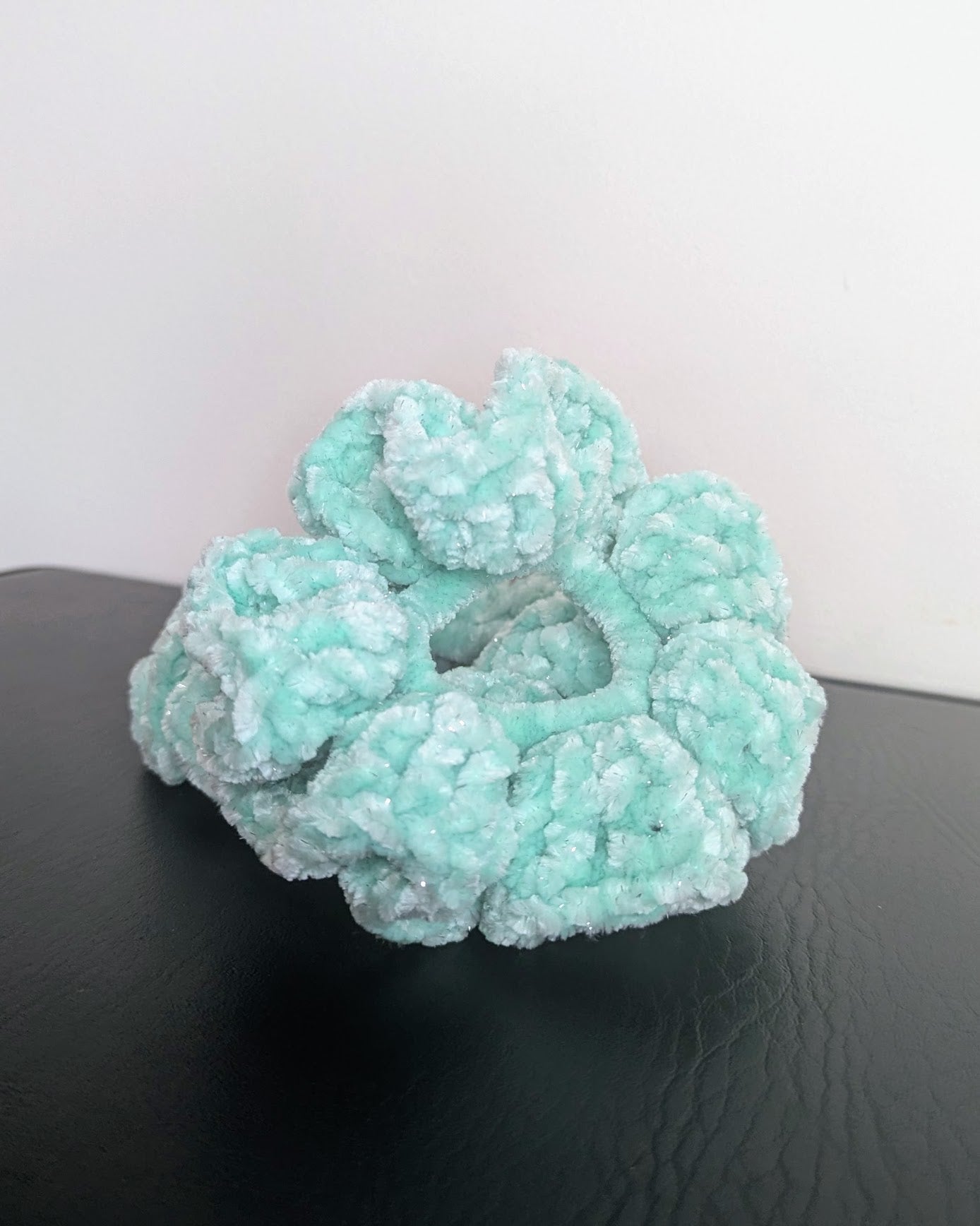 Velvet Ruffle Scrunchie (Tint of Mint Sparkle)