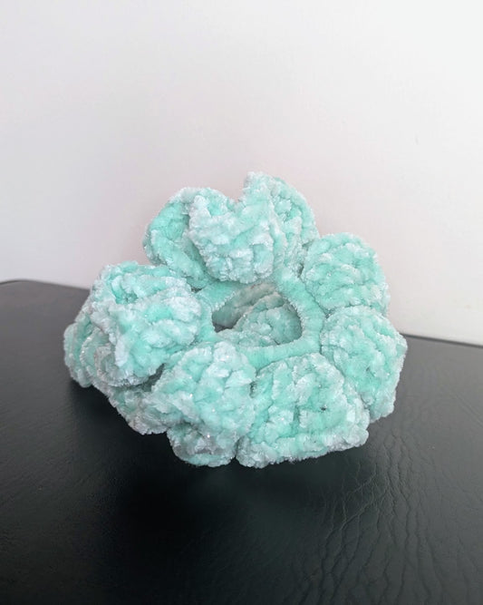 Velvet Ruffle Scrunchie (Tint of Mint Sparkle)
