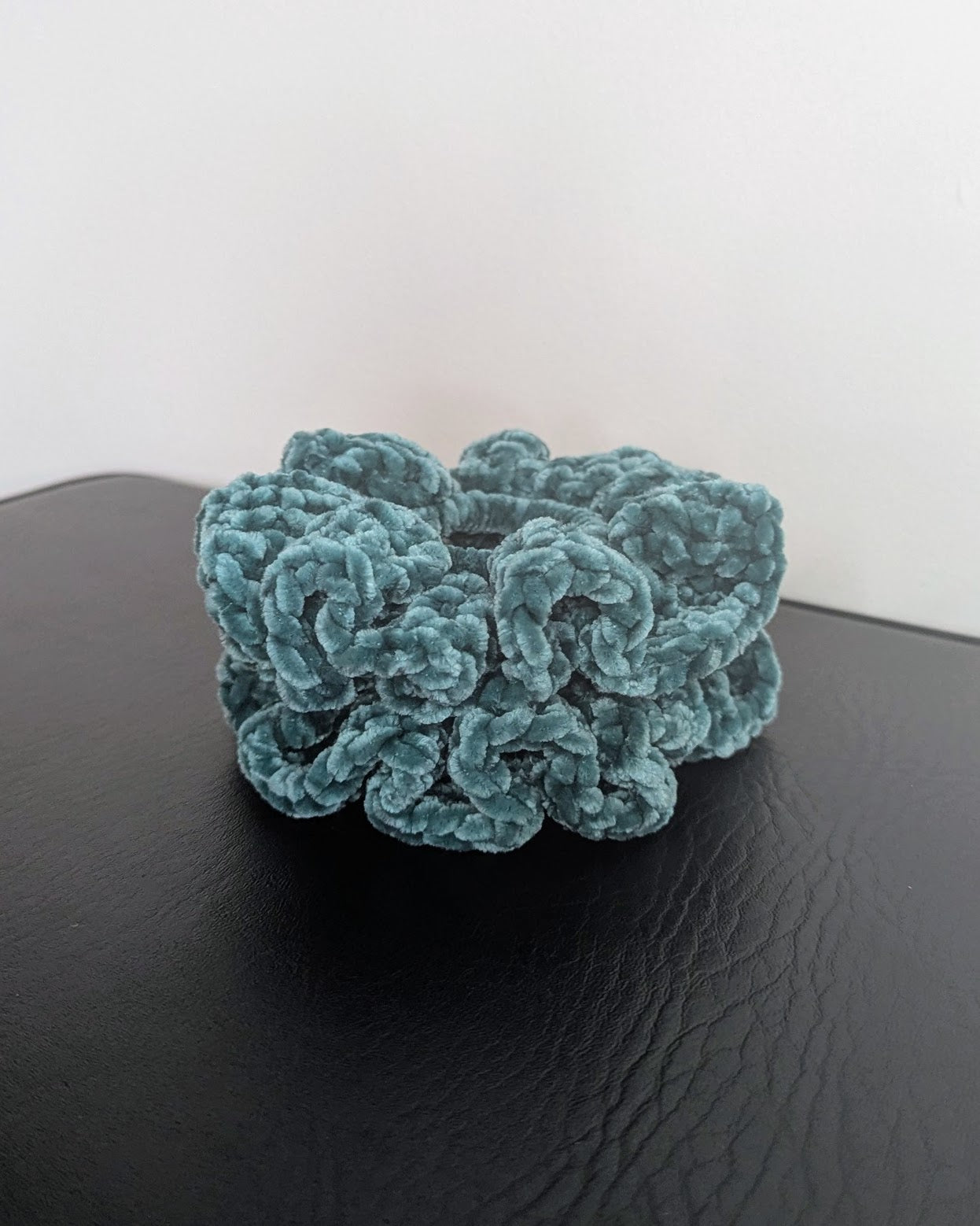 Velvet Ruffle Scrunchie (Misty Green)