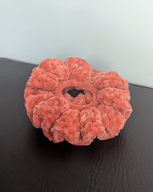 Velvet Ruffle Scrunchie (Nectarine)